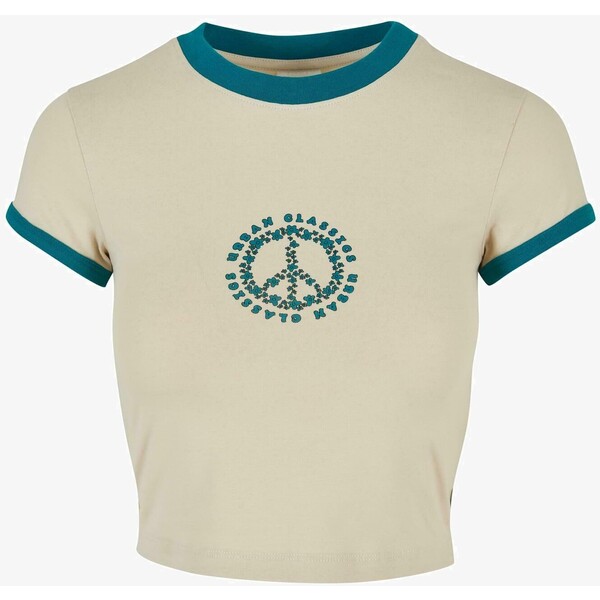 Urban Classics STRETCH T-shirt z nadrukiem softseagrass watergreen UR621D07I-M11