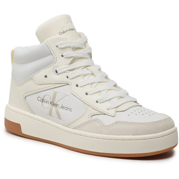 Calvin Klein Jeans Sneakersy Basket Cupsole Mid Leather YW0YW00877 Biały