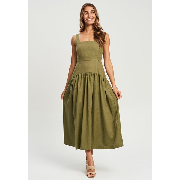 WILLA QIN Długa sukienka olive green W1E21C02P-M11