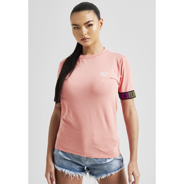 SIKSILK TAPED T-SHIRT T-shirt z nadrukiem coral SIF21D06R-J11