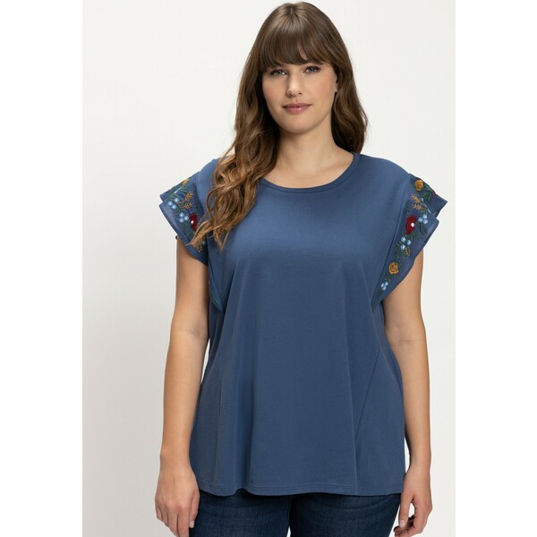 Ulla Popken T-shirt z nadrukiem medium blue UP121D1YE-K11