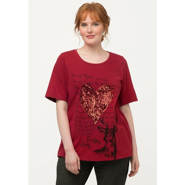 Ulla Popken T-shirt z nadrukiem rouge foncé UP121D2CI-G11