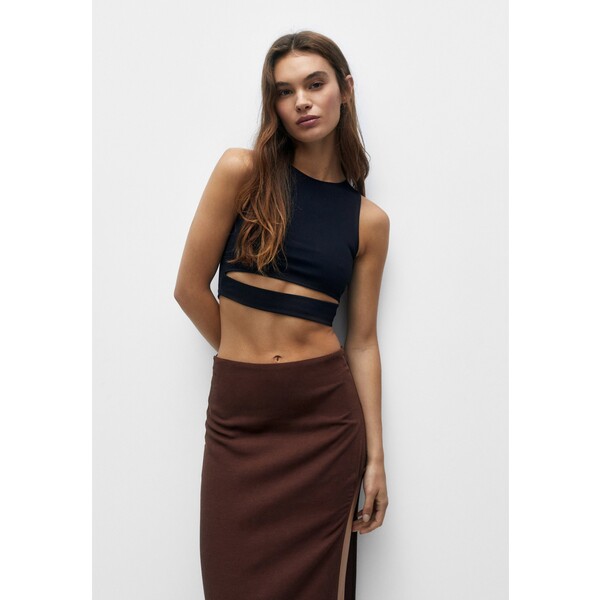 PULL&BEAR BASIC WITH CUT-OUT DETAIL CROP TOP Top black PUC21D2G8-Q11