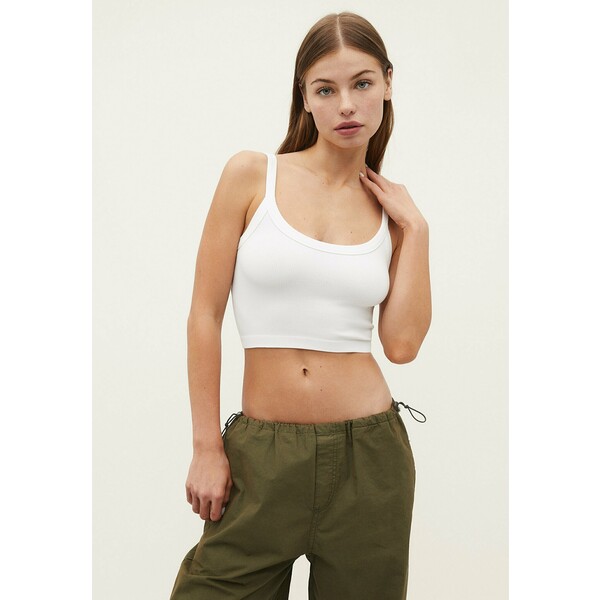 Stradivarius CROP WITH WIDE STRAPS Top white STH21D1J1-B11