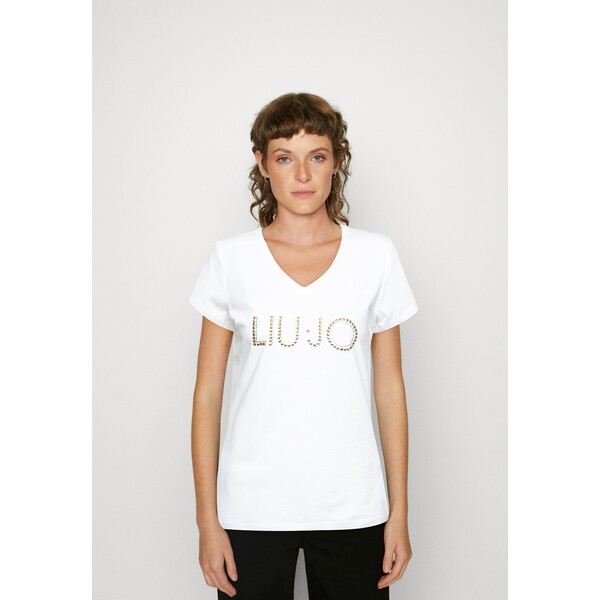 Liu Jo Jeans T-shirt z nadrukiem light ivory L2521D09X-A11
