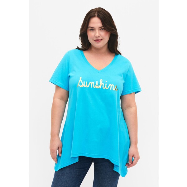 Zizzi AUS MIT KURZEN ÄRMELN T-shirt basic blue atoll sunshine Z1721D11T-K12