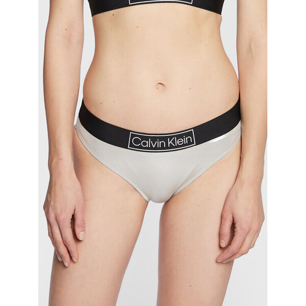 Calvin Klein Swimwear Dół od bikini Classic KW0KW01949 Srebrny