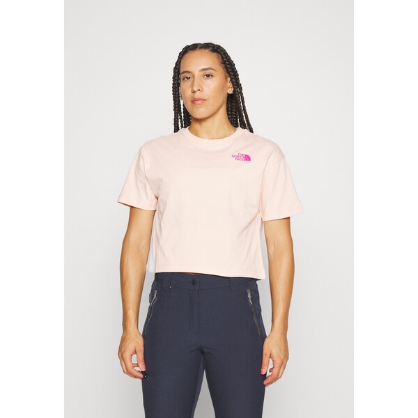 The North Face REDBOX CROP TEE T-shirt z nadrukiem evg sand pink/norse blue/fuschia pink TH341D05X-J11