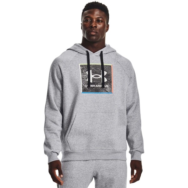 Męska bluza dresowa nierozpinana z kapturem UNDER ARMOUR UA Rival Flc Graphic Hoodie - szara