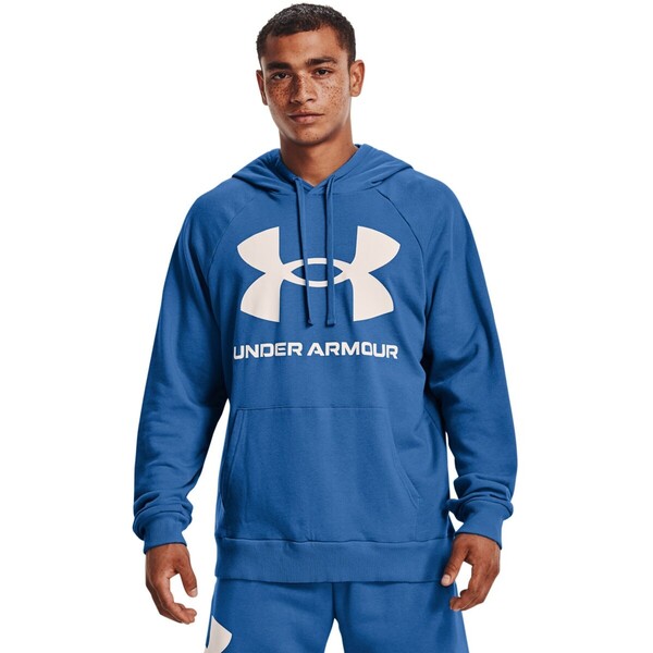 Męska bluza dresowa nierozpinana z kapturem UNDER ARMOUR UA Rival Fleece Big Logo HD - niebieska