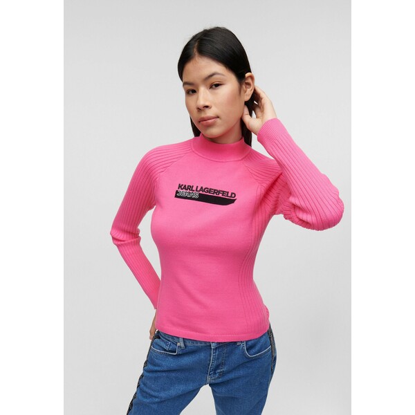 Karl Lagerfeld Jeans LSLV MOCK NECK Sweter shocking pink K3W21I001-J11
