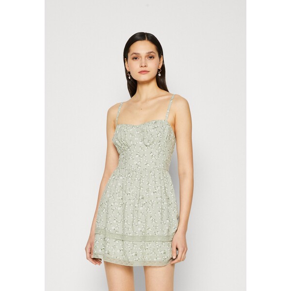Hollister Co. BARE FLAT CORSET Sukienka letnia green ditsy H0421C07C-M11