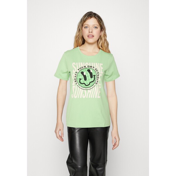 Even&Odd T-shirt z nadrukiem green EV421D21H-M11
