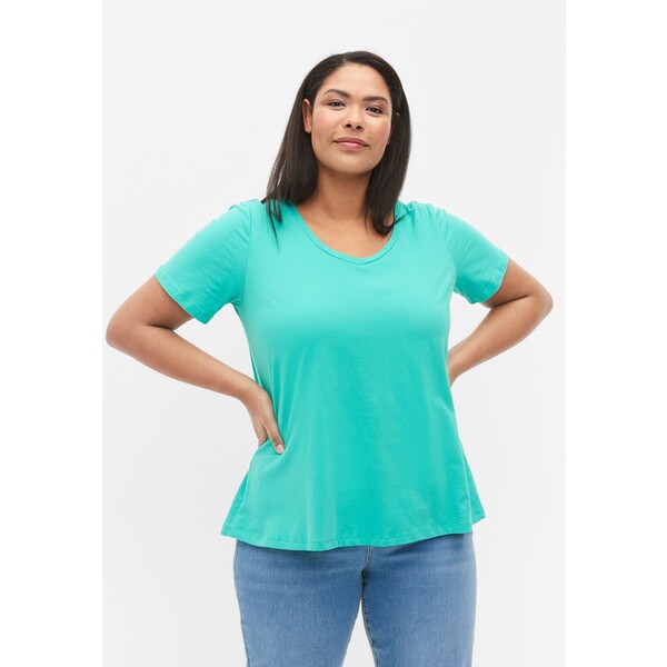 Zizzi PLAIN T-shirt basic aqua green Z1721D0Z2-M14