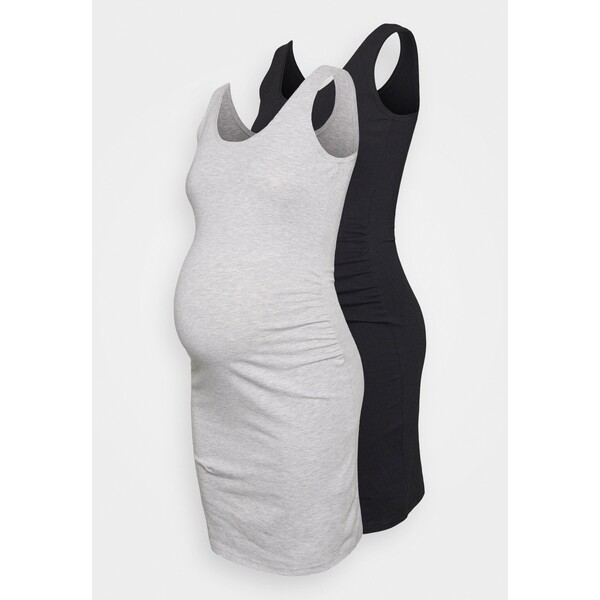 Even&Odd Maternity 2ER PACK Sukienka z dżerseju black mottled grey EVO29F007-Q11