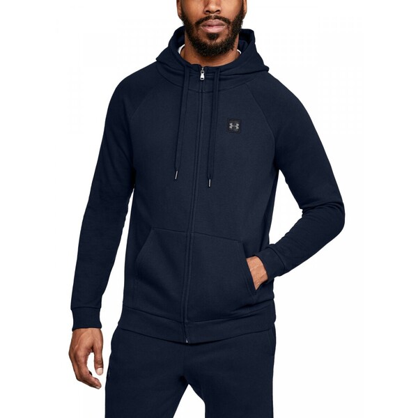 Męska bluza treningowa UNDER ARMOUR RIVAL FLEECE FZ HOODIE - granatowa