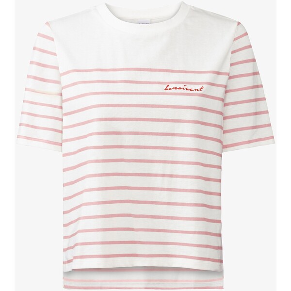 LASCANA T-shirt z nadrukiem weiß rosé gestreift L8321D08V-J11