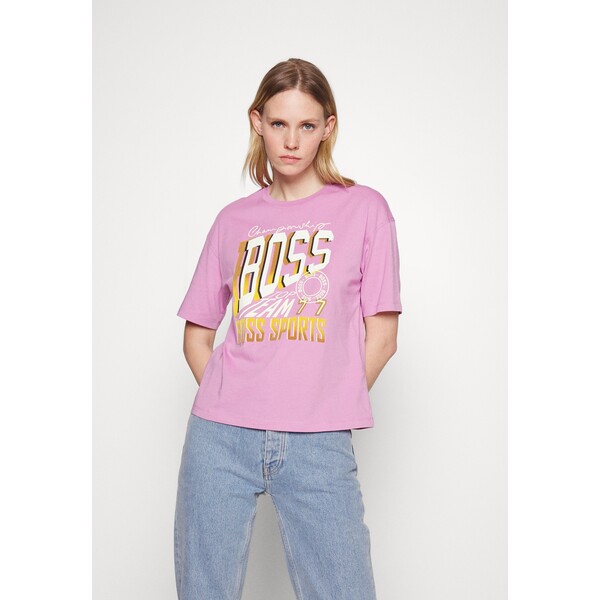 BOSS EVARSY SPORT T-shirt z nadrukiem open pink BB121D0J2-J11