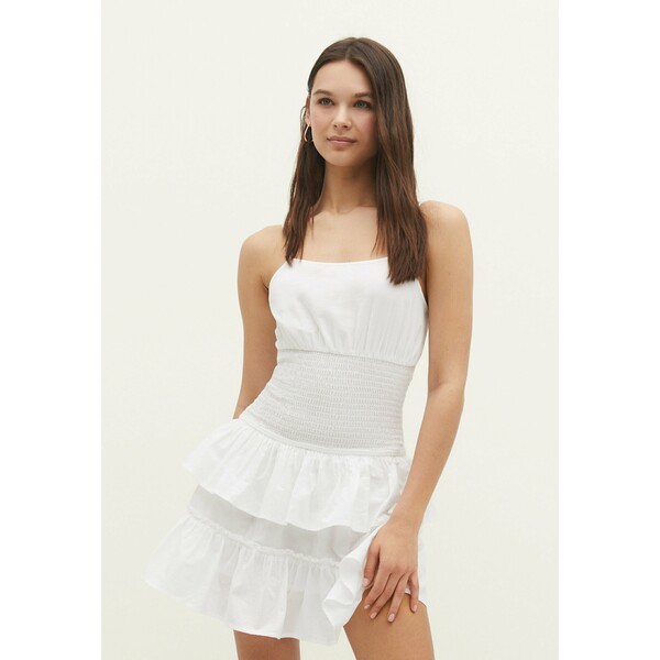 Stradivarius RUFFLED SHORT Sukienka letnia white STH21C10Q-A11