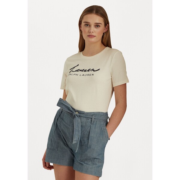 Lauren Ralph Lauren KATLIN SHORT SLEEVE T-shirt z nadrukiem mascarpone cream L4221D0JO-A11