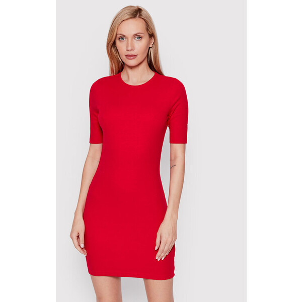 4F Sukienka dzianinowa H4L22-SUDD012 Czerwony Slim Fit