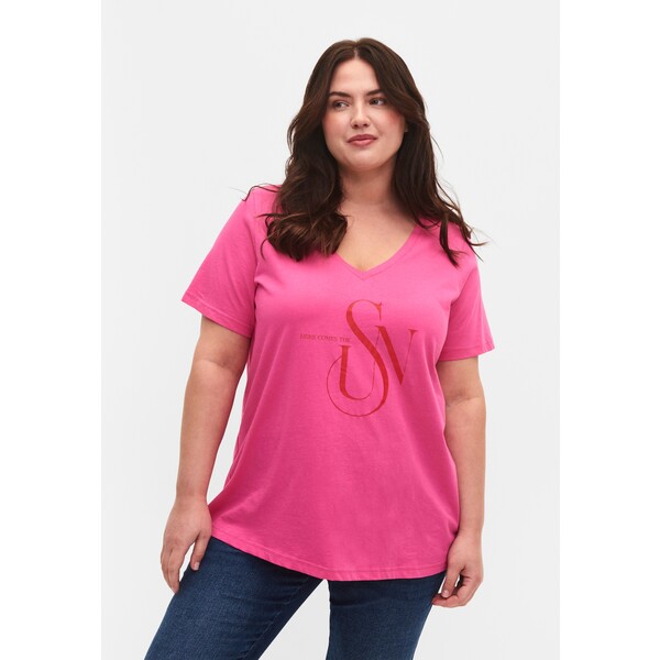 Zizzi MIT DRUCK T-shirt z nadrukiem shocking pink sun Z1721D125-J11