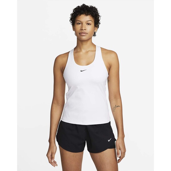 Damska koszulka bez rękawów lub stanik sportowy z wkładkami i średnim wsparciem Nike Swoosh DV9897-100