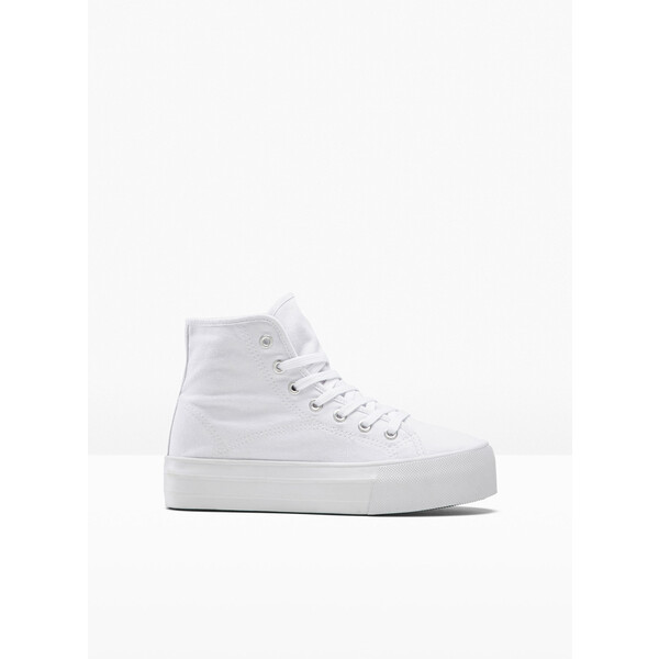 Bonprix Wysokie sneakersy na podeszwie platformie biały