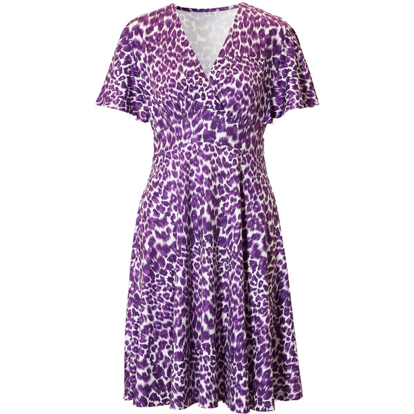 Bonprix Sukienka shirtowa z rękawami motylkowymi głęboki fioletowy - leo