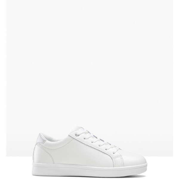 Bonprix Sneakersy skórzane biało-srebrny kolor