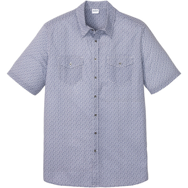 Bonprix Koszula z krótkim rękawem z lekkiego letniego materiału niebieski indygo z nadrukiem