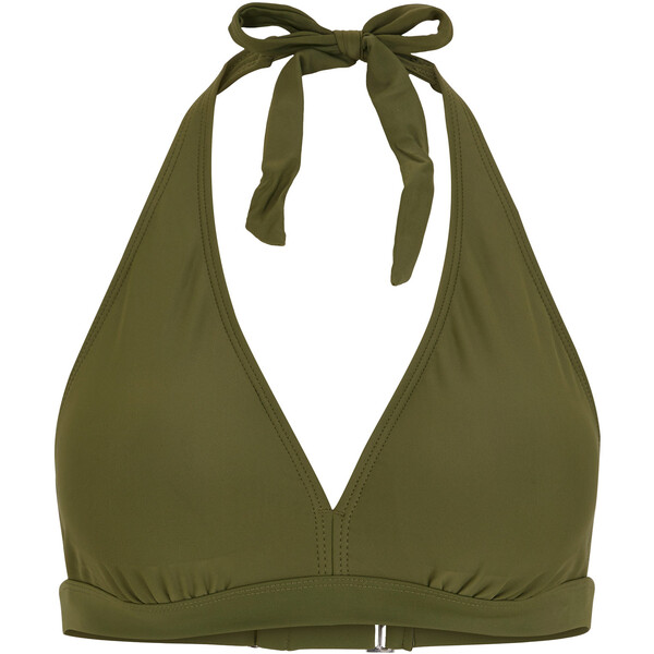 Bonprix Biustonosz bikini z ramiączkami łączonymi na szyi, z poliamidu z recyklingu oliwkowy