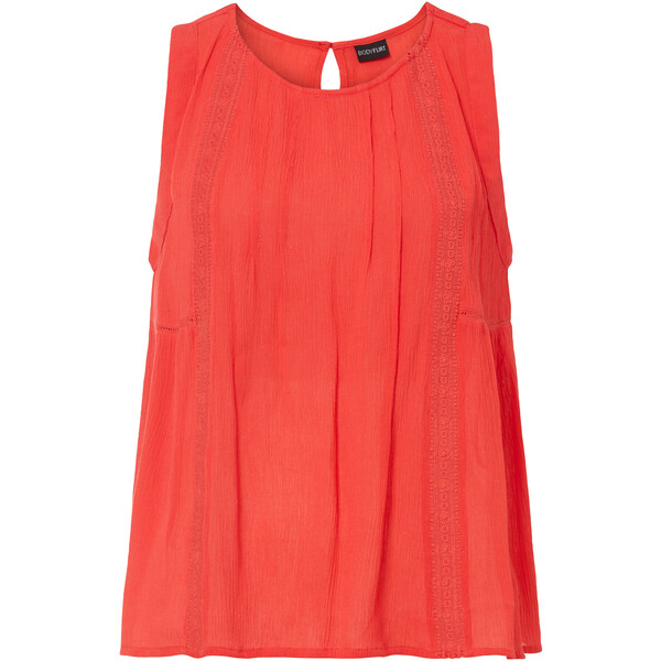 Bonprix Bluzka bez rękawów, z koronką koralowy