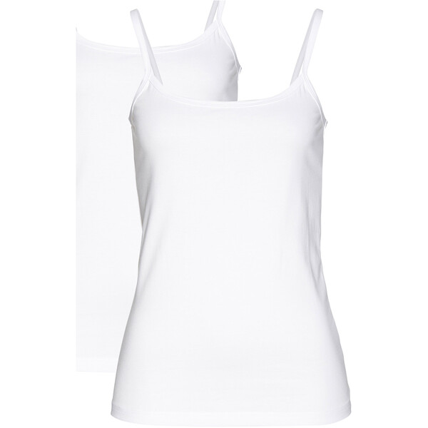 Bonprix Top na cienkich ramiączkach (2 szt.) biały + biały
