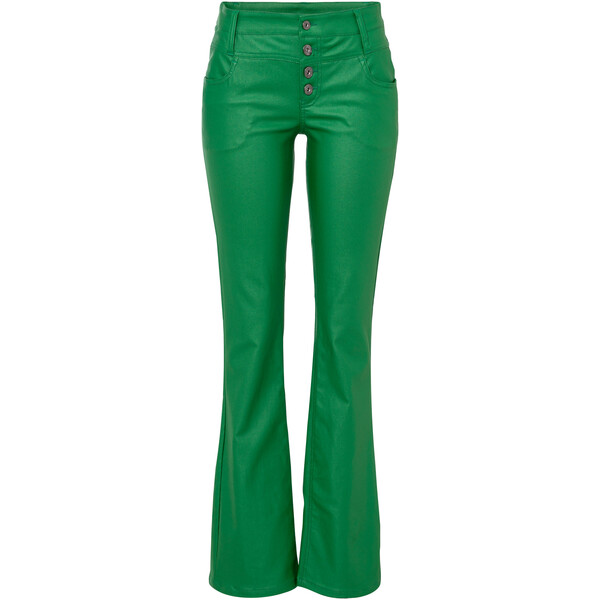Bonprix Spodnie dzwony ze sztucznej skóry zielony