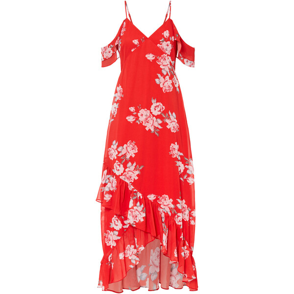 Bonprix Sukienka z nadrukiem z poliestru z recyklingu czerwony w kwiaty
