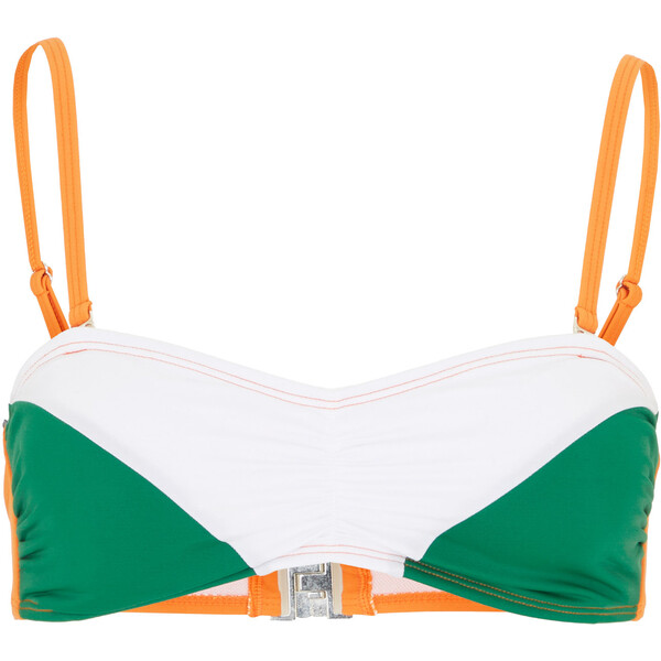 Bonprix Biustonosz bikini bandeau pomarańczowo-zielono-biały