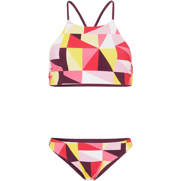 Bonprix Bikini bustier (2 części), dwustronne, z poliamidu z recyklingu jeżynowo-różowy magenta - żółty w graficzny wzór