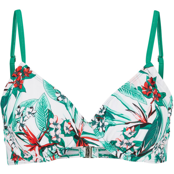 Bonprix Biustonosz bikini na fiszbinach biało-zielony w kwiaty