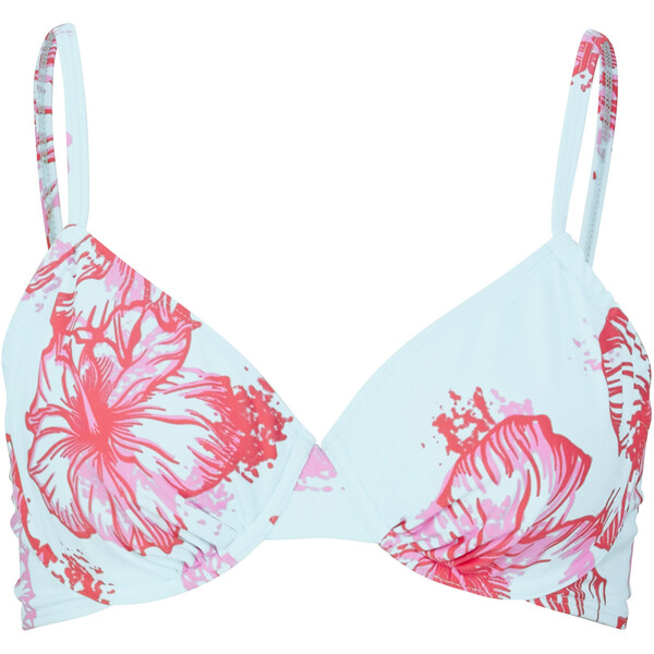 Bonprix Biustonosz bikini na fiszbinach jasny miętowy - różowy w roślinny wzór