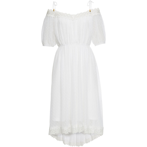 Bonprix Sukienka cold-shoulder z koronką biały