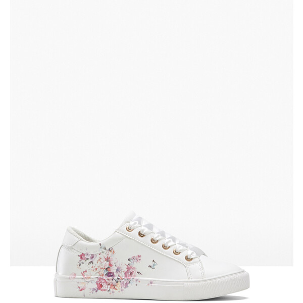 Bonprix Sneakersy biały w kwiaty