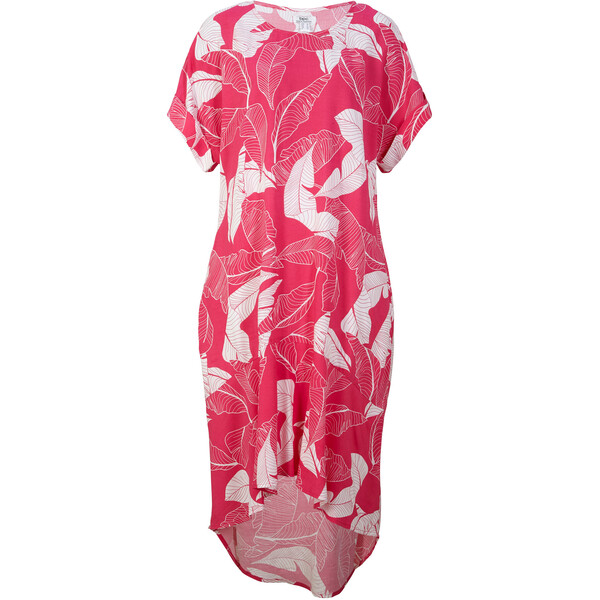 Bonprix Sukienka z lekkiej, zrównoważonej wiskozy różowy "pinklady" w roślinny wzór