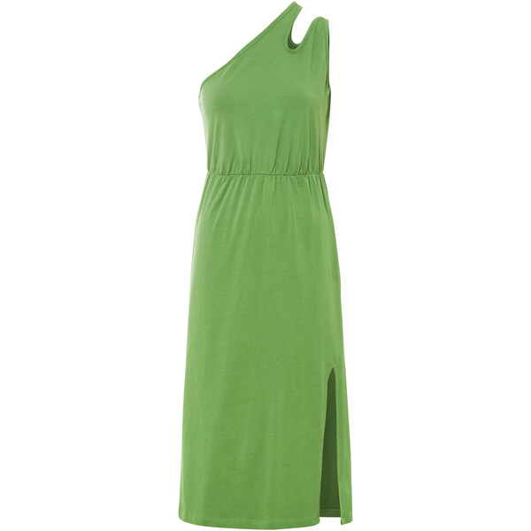 Bonprix Sukienka shirtowa z wycięciem zielony leśny
