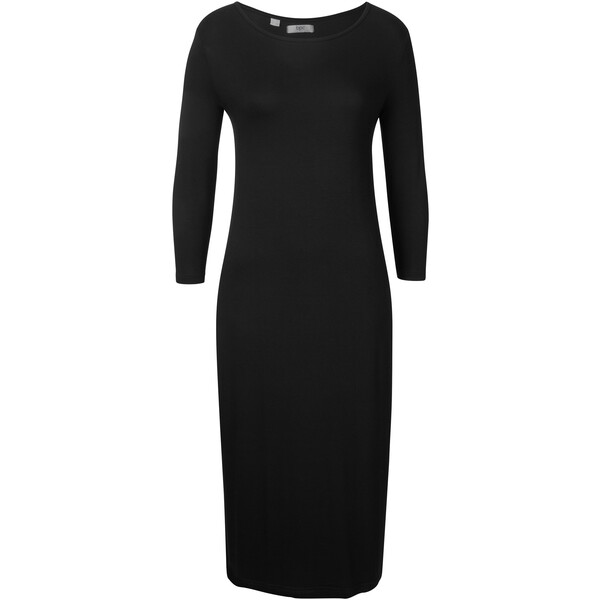 Bonprix Sukienka shirtowa z rękawami 3/4, ze zrównoważonej wiskozy czarny