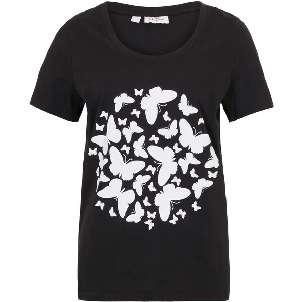 Bonprix T-shirt czarno-biały z nadrukiem