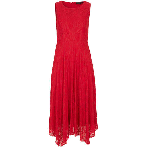 Bonprix Sukienka koronkowa z dołem wyciętym w szpic czerwony