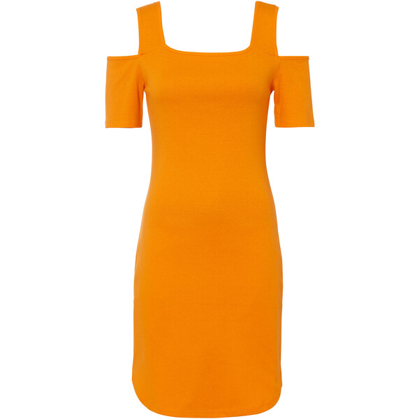 Bonprix Sukienka w prążek, z wycięciami, z bawełny organicznej pomarańczowy dyniowy