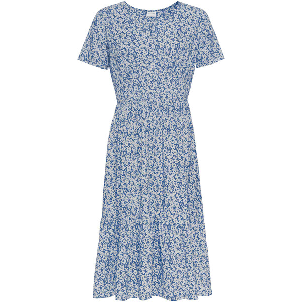 Bonprix Sukienka o linii litery A lodowy niebieski - biały w kwiaty