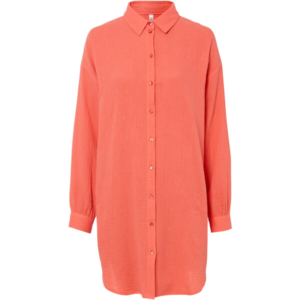 Bonprix Długa bluzka muślinowa jasny łososiowy